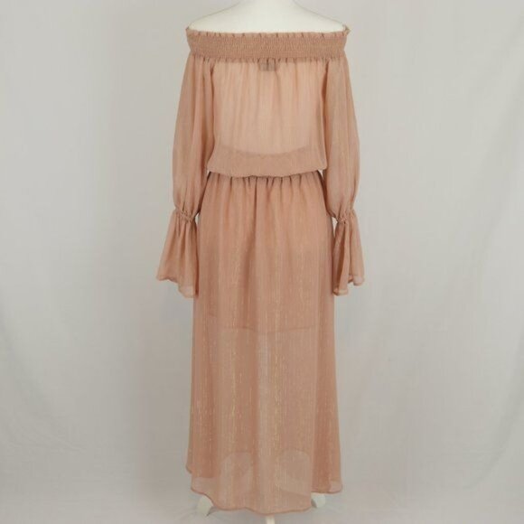 Show Me Your MuMu Wanda Women's Small Mauve Gold Off The Shoulder Maxi Dress - Picture 4 of 9